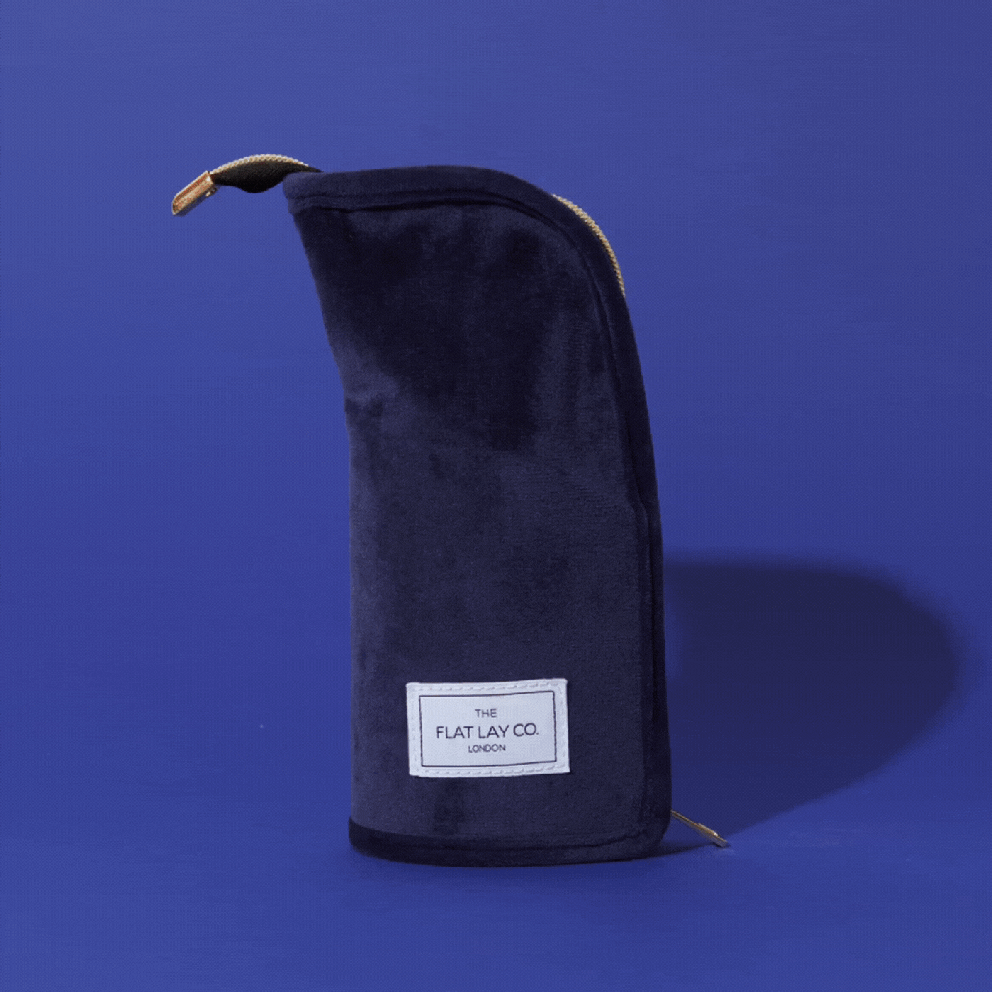 Deep Blue Velvet Standing Brush Case