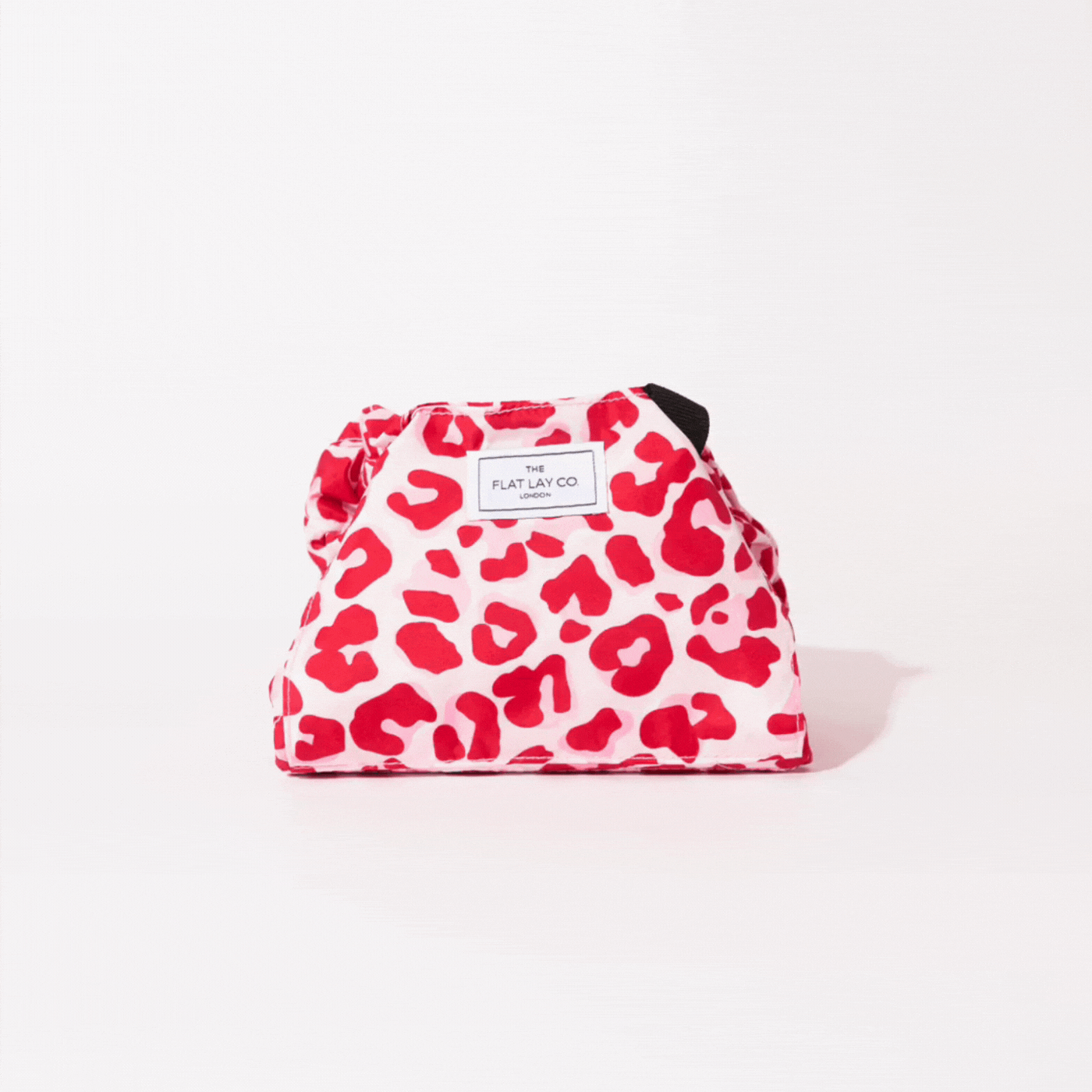 Pink Leopard Drawstring Flat Lay Makeup Bag