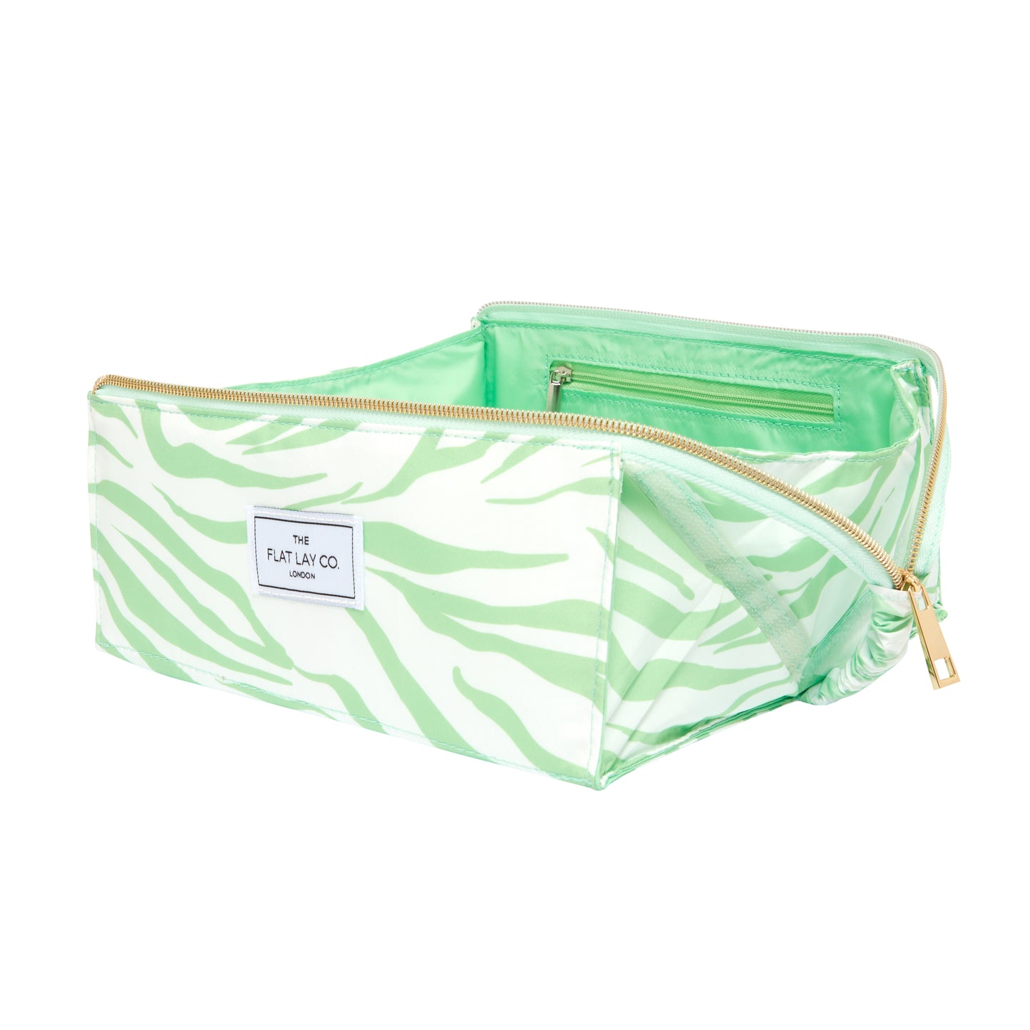 Flat Lay Makeup Box Bag - Green Zebra