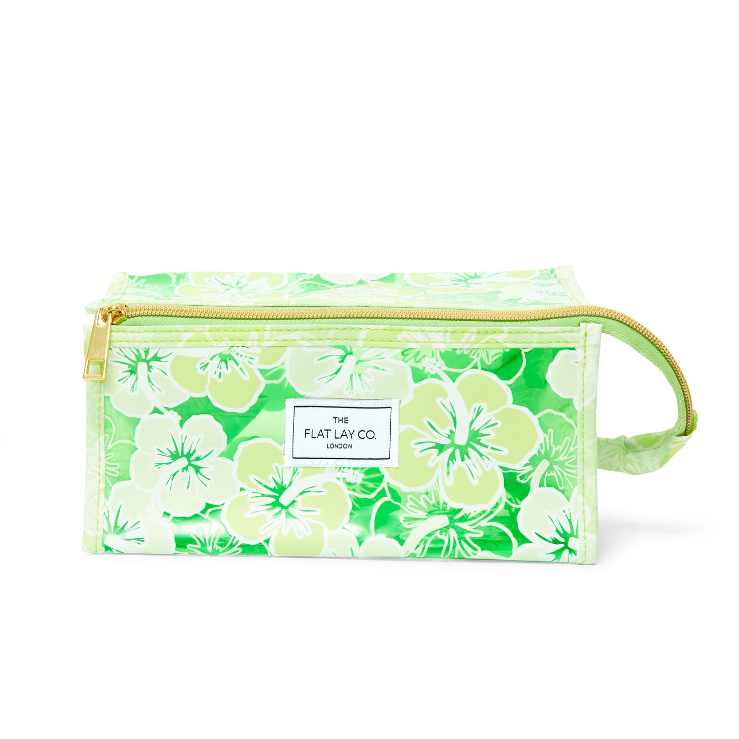 Green Hibiscus Jelly Flat Lay Makeup Box Bag