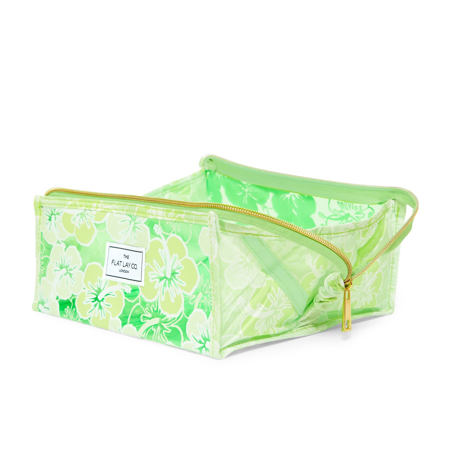 Green Hibiscus Jelly Flat Lay Makeup Box Bag