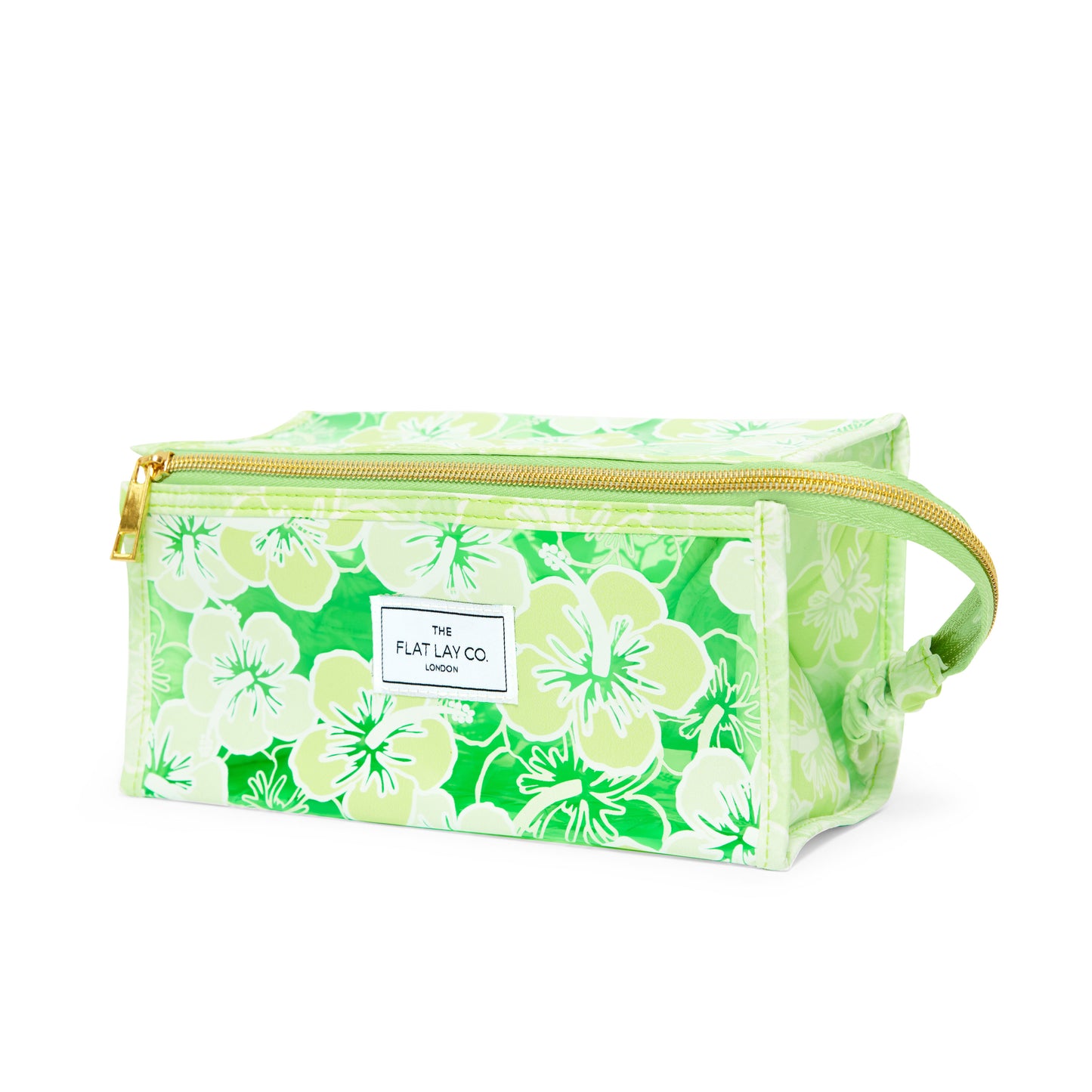 Green Hibiscus Jelly Flat Lay Makeup Box Bag
