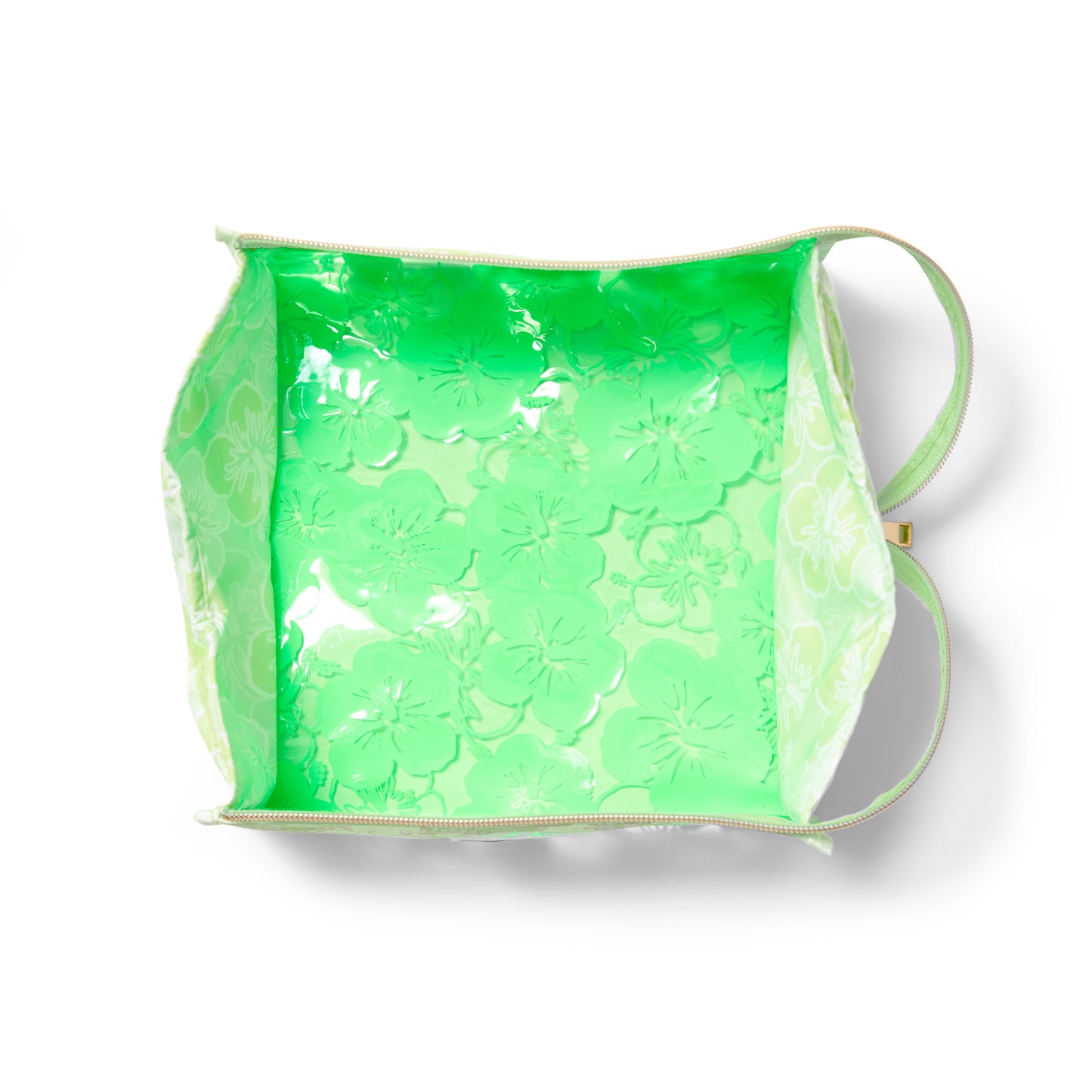 Green Hibiscus Jelly Flat Lay Makeup Box Bag