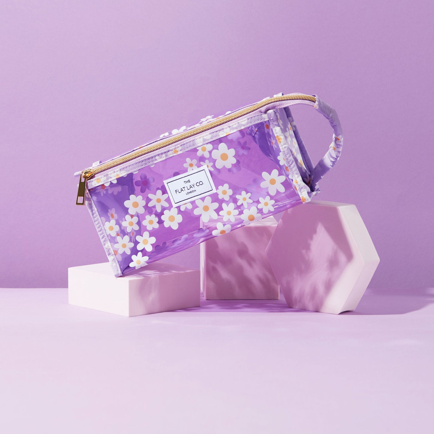 Lilac Daisy Jelly Flat Lay Makeup Box Bag