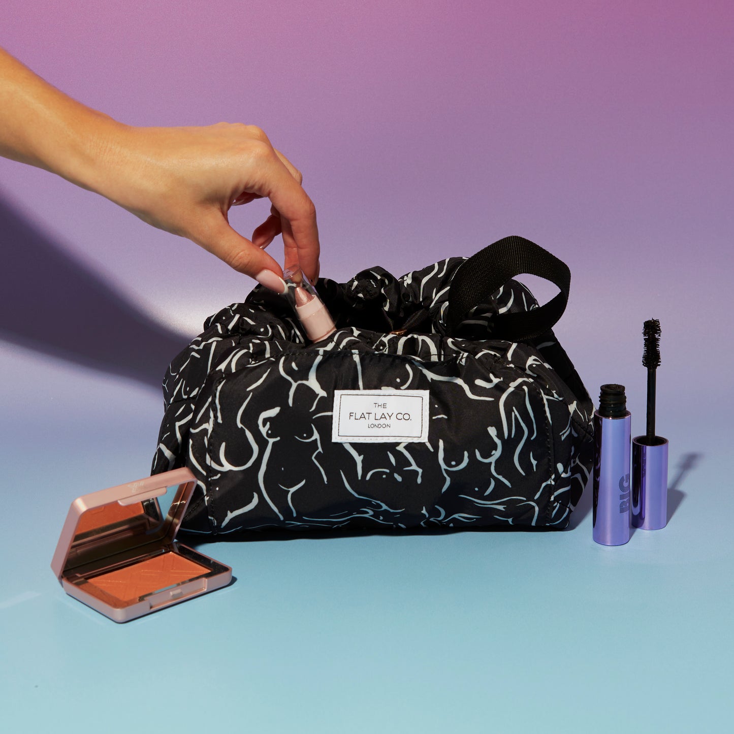 Forms Drawstring Flat Lay Makeup Bag