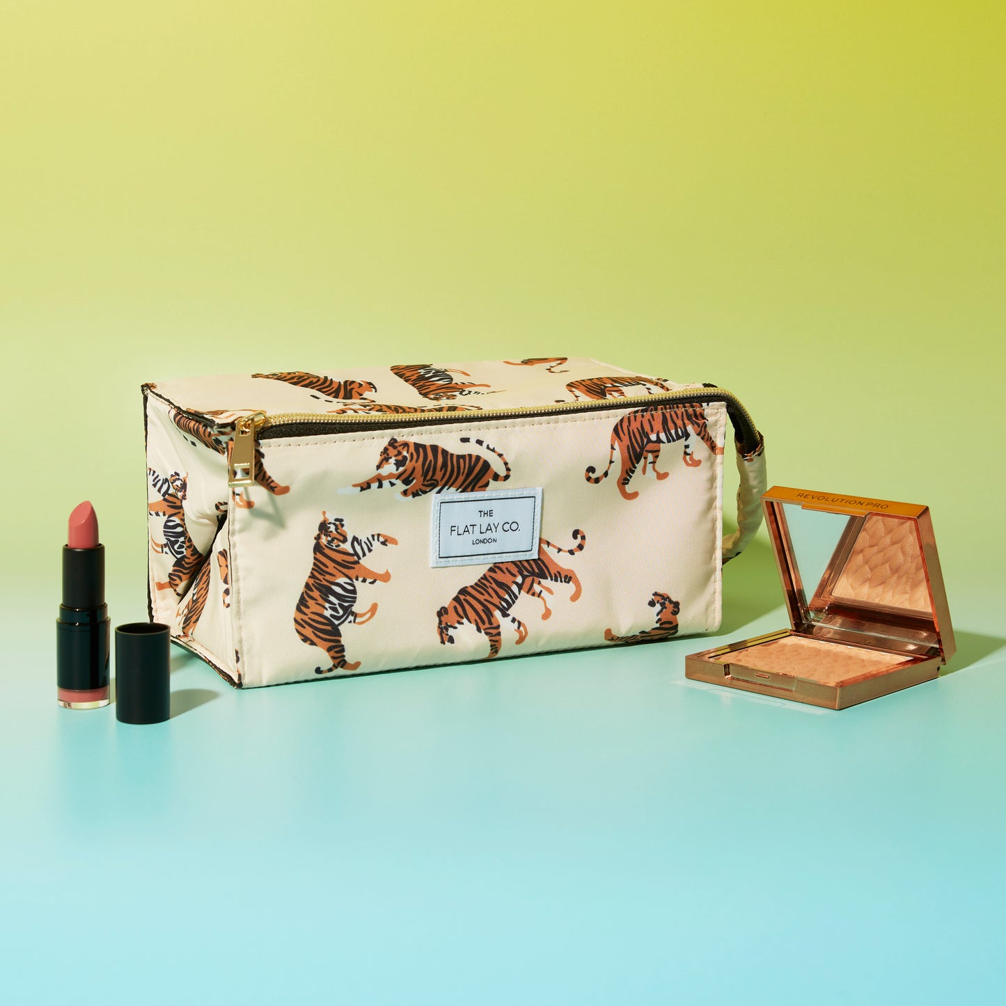 Tigers Flat Lay Makeup Box Bag