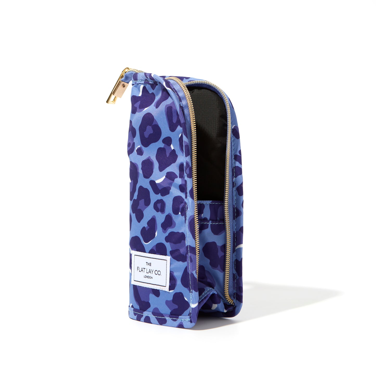 Blue Leopard Standing Brush Case