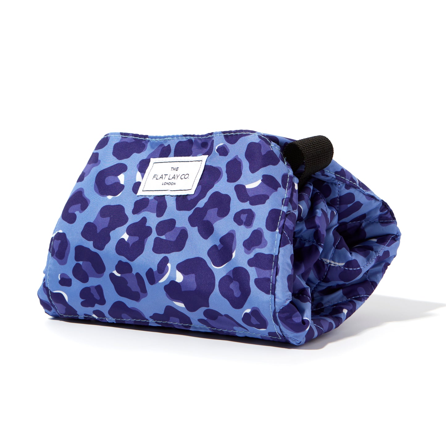 Blue Leopard Drawstring Flat Lay Makeup Bag