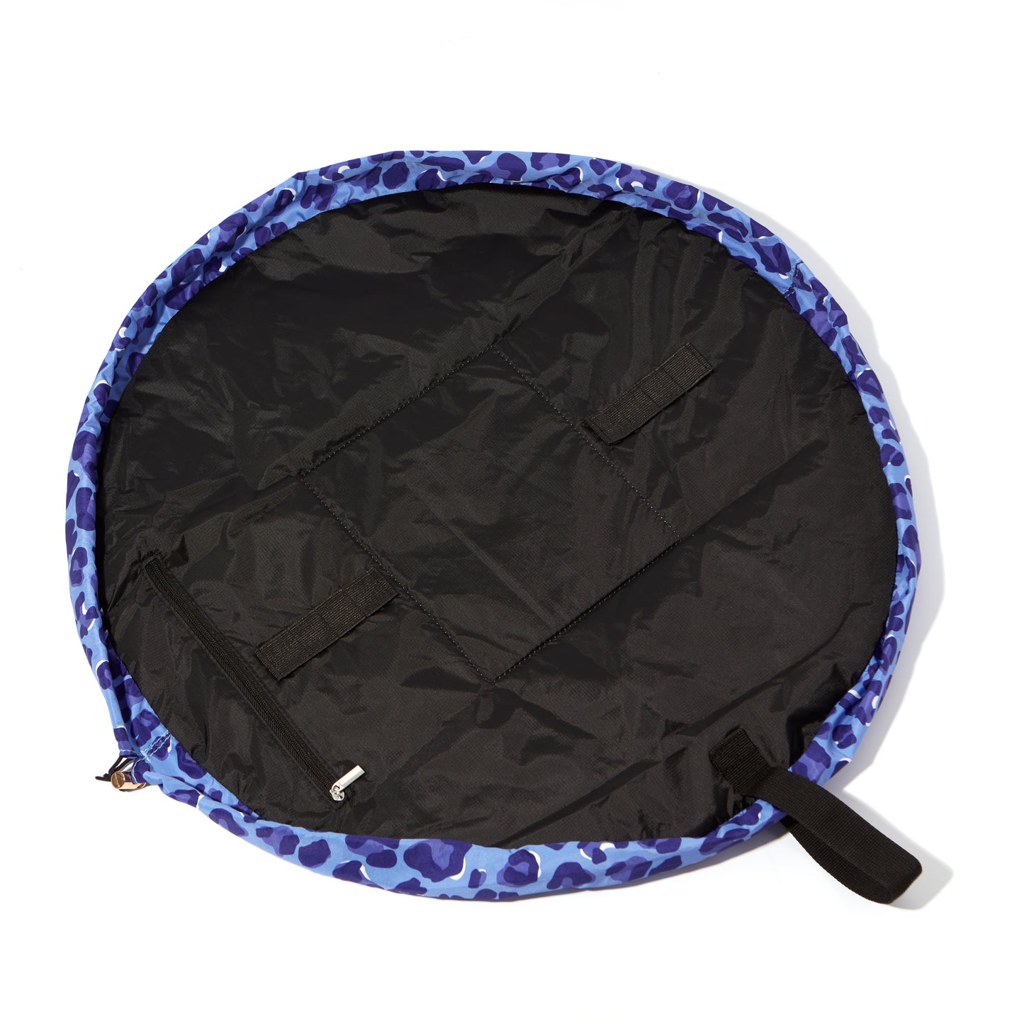 Blue Leopard Drawstring Flat Lay Makeup Bag