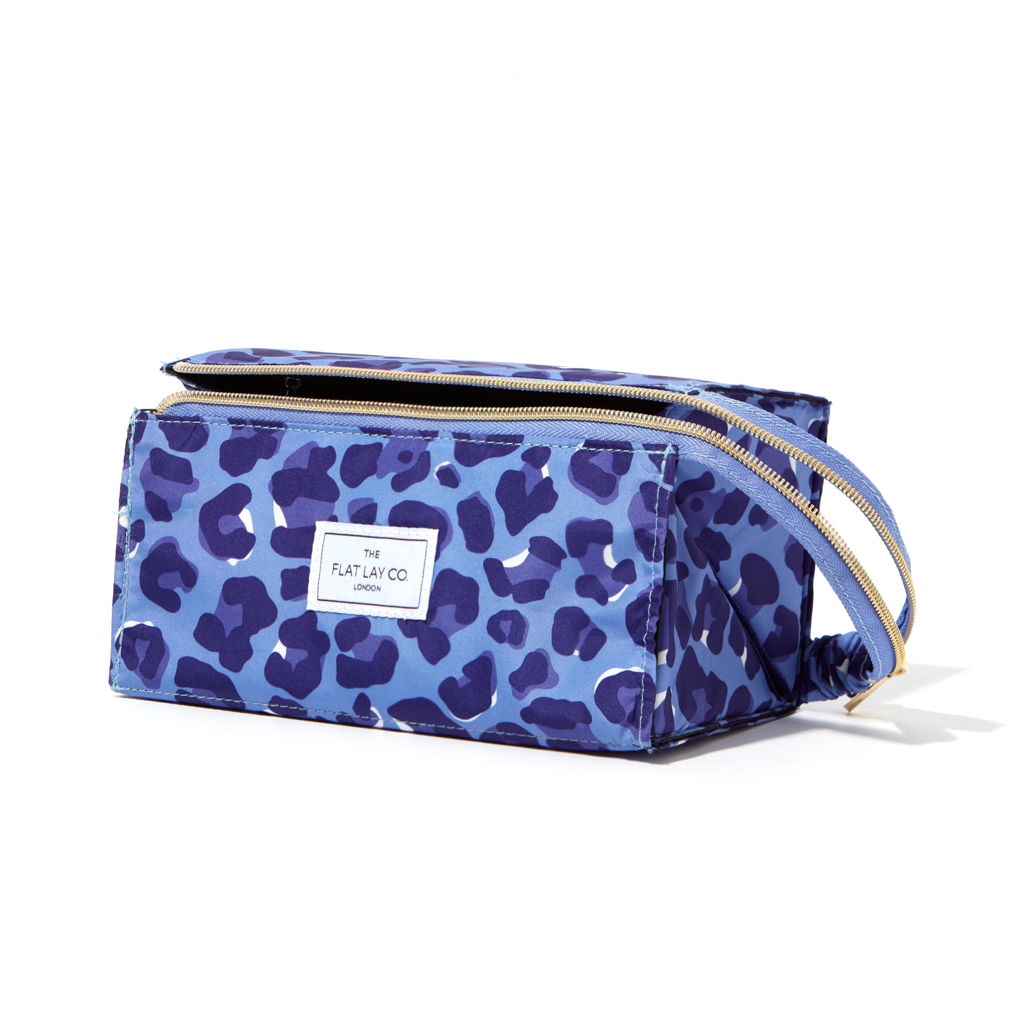Blue Leopard Flat Lay Makeup Box Bag