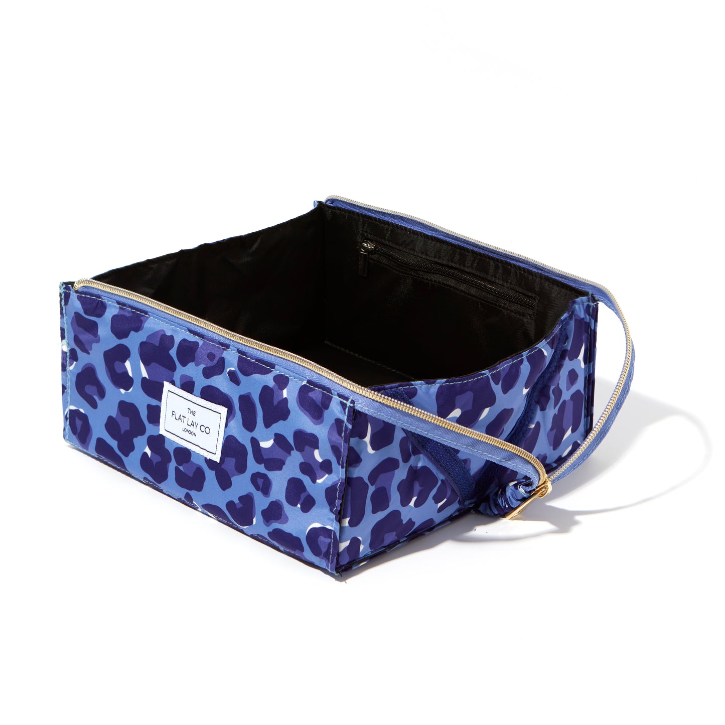 Blue Leopard Flat Lay Makeup Box Bag