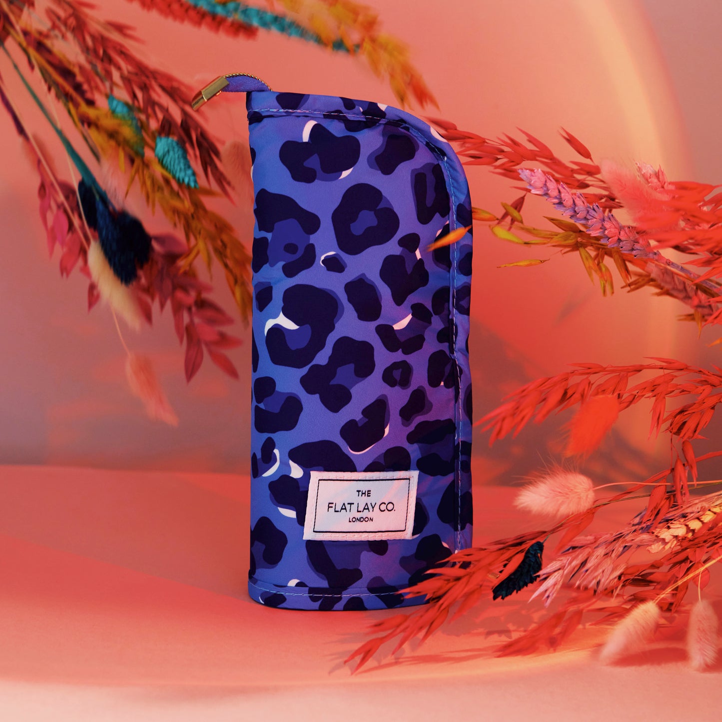 Blue Leopard Standing Brush Case