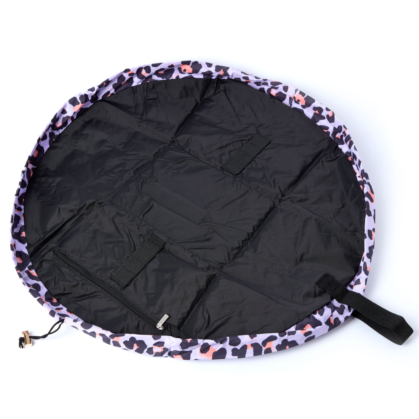 Drawstring Flat Lay Makeup Bag - Lilac Leopard