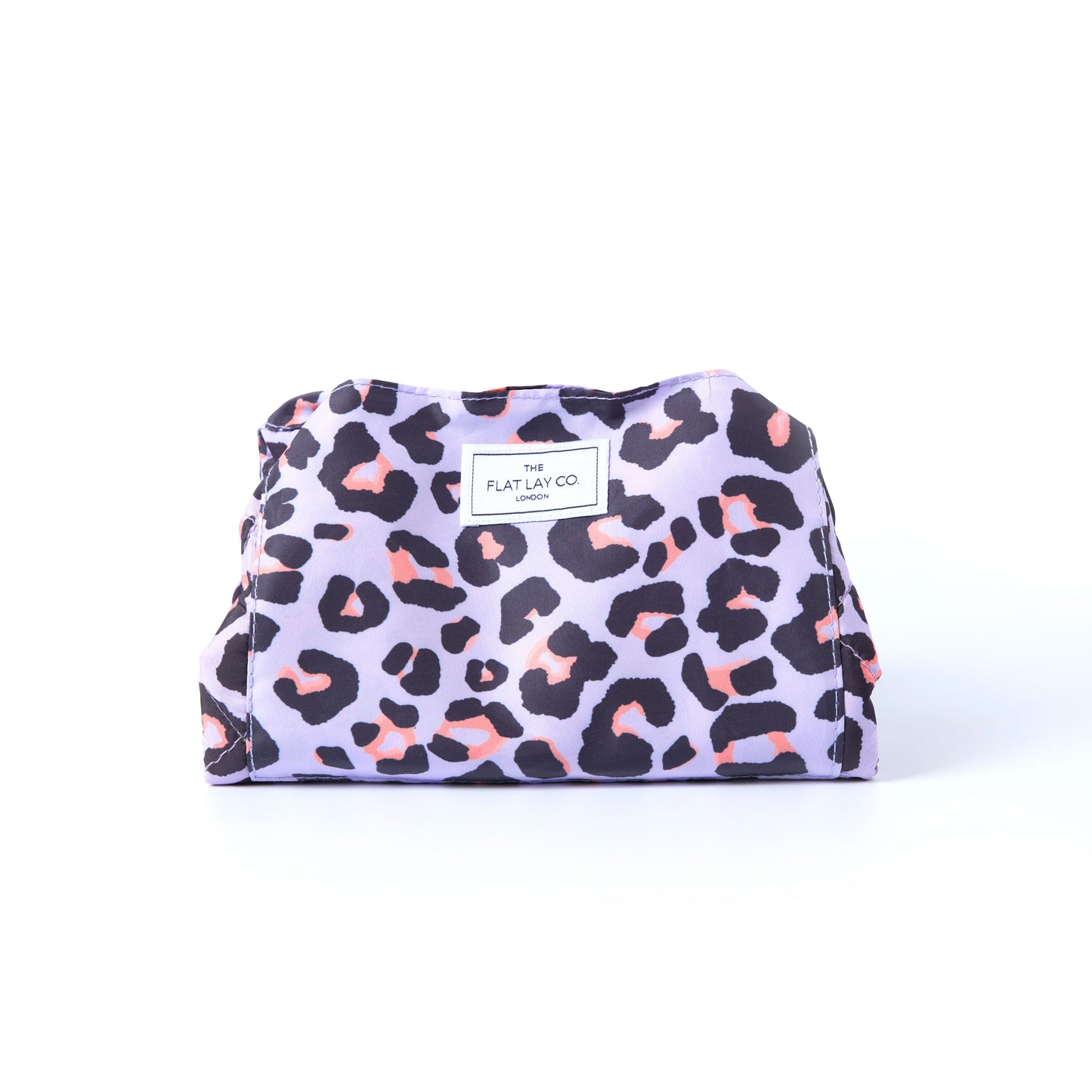 Drawstring Flat Lay Makeup Bag - Lilac Leopard