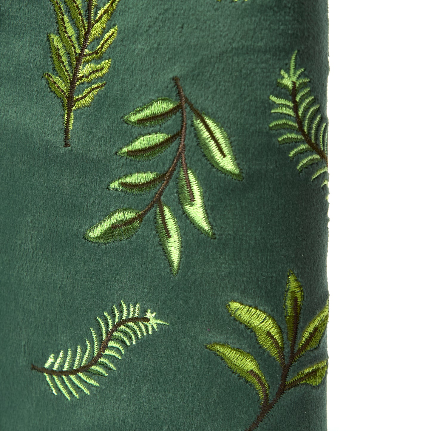 Green Leaves Embroidered Velvet Standing Makeup Brush Case
