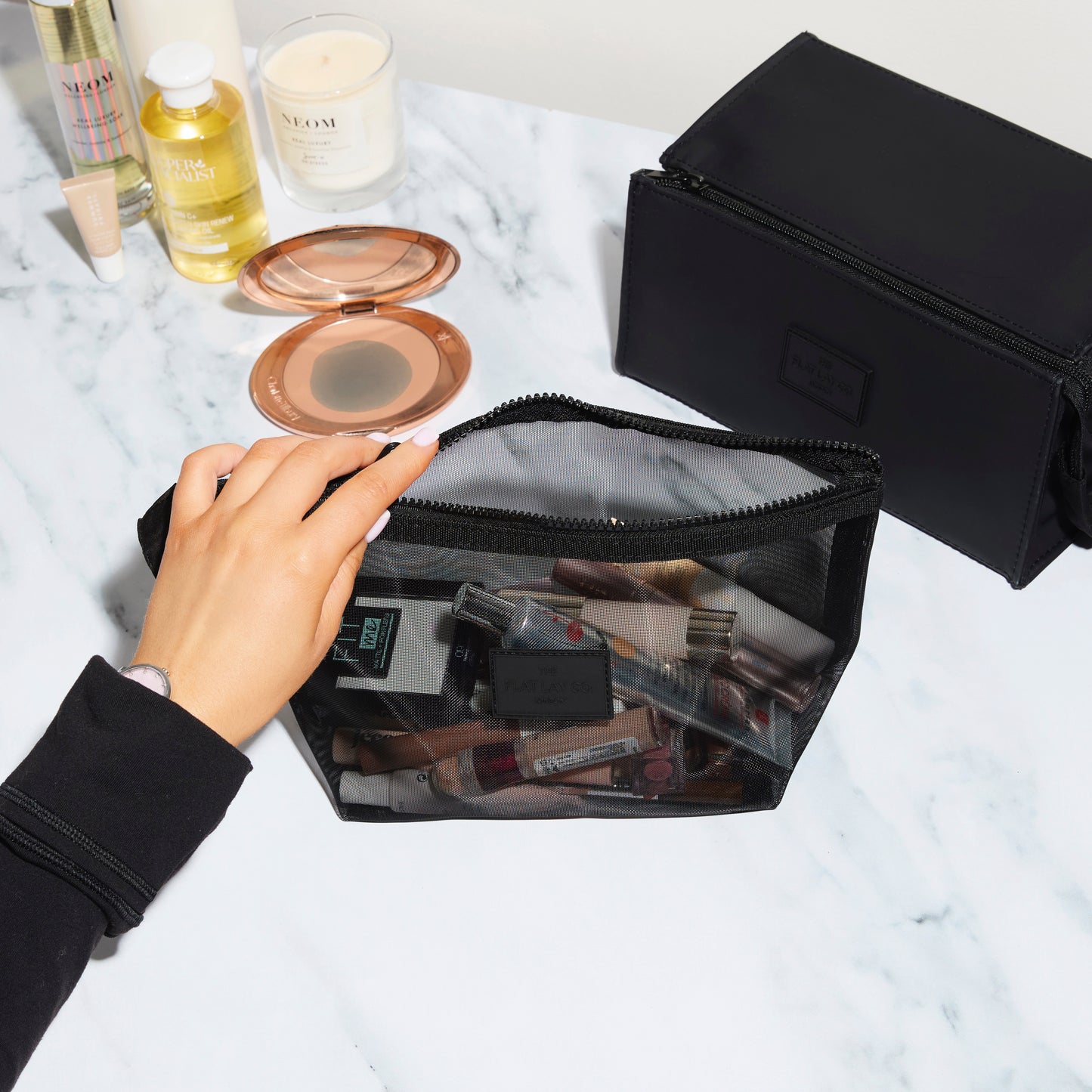 Classic Black Mesh Essential Makeup Pouch