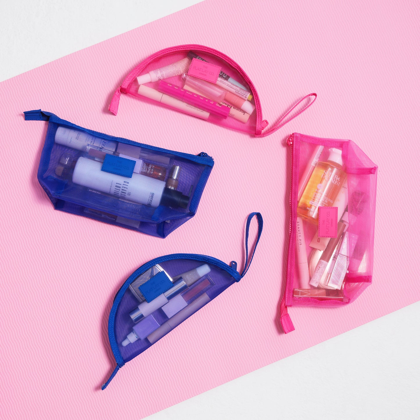 Mesh Makeup Pouch Bundle - Hot Pink