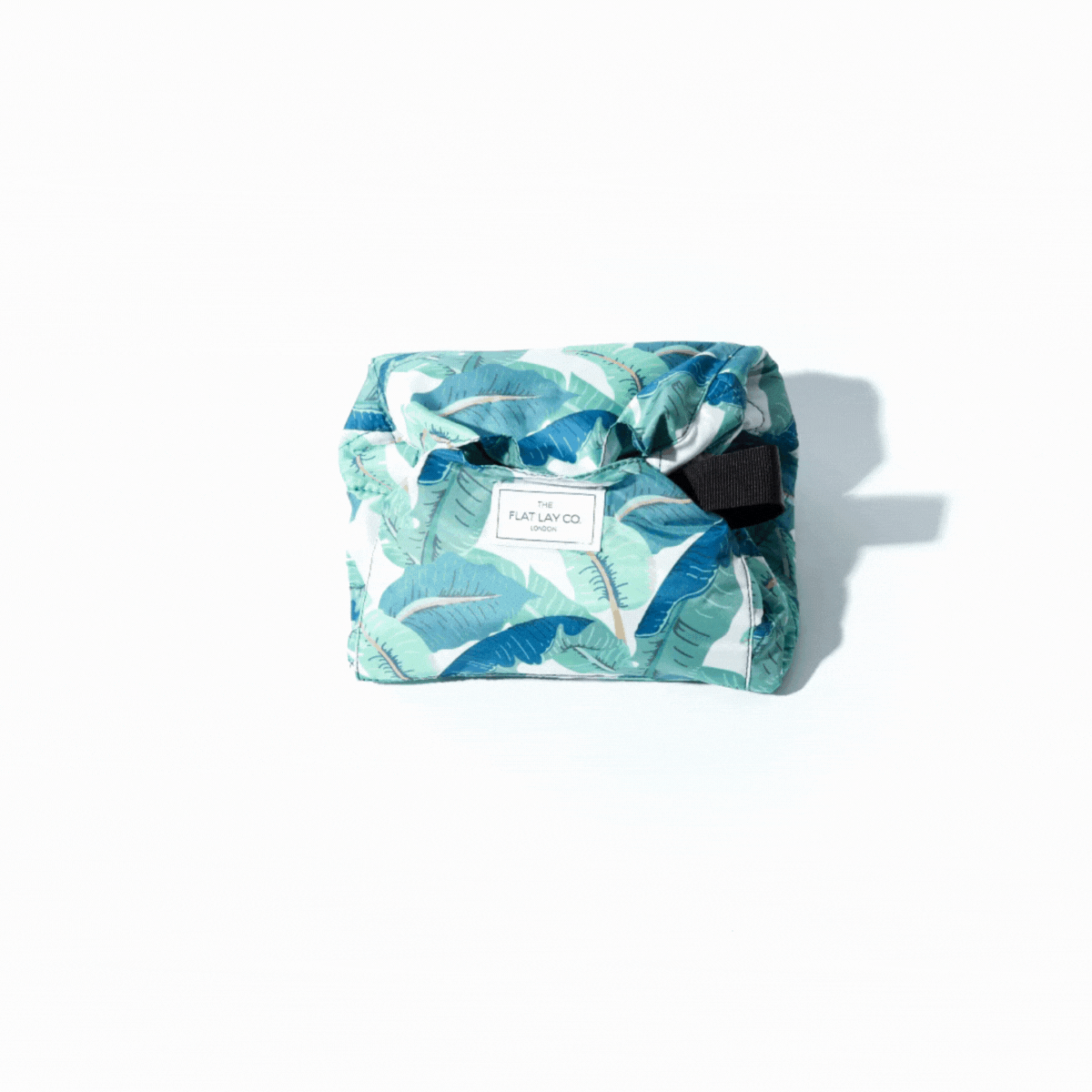 Tropical Leaves Drawstring Flat Lay Makeup Bag