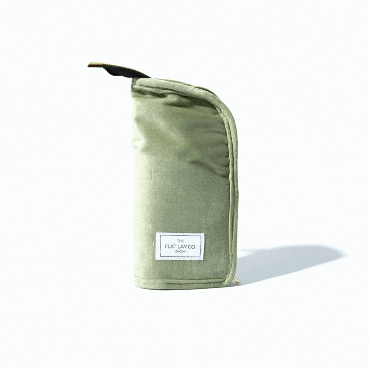 Sage Green Velvet Standing Brush Case