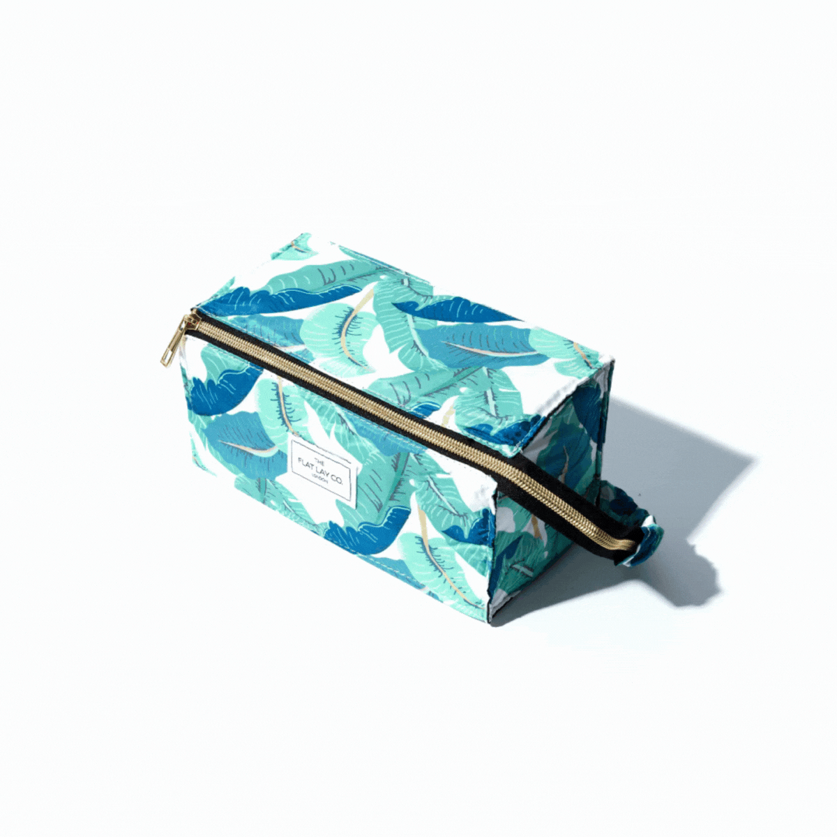 Tropical Leaves Flat Lay Makeup Box Bag