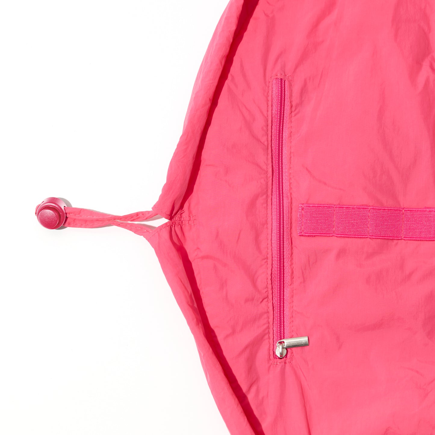 Hot Pink Parachute Drawstring Flat Lay Makeup Bag