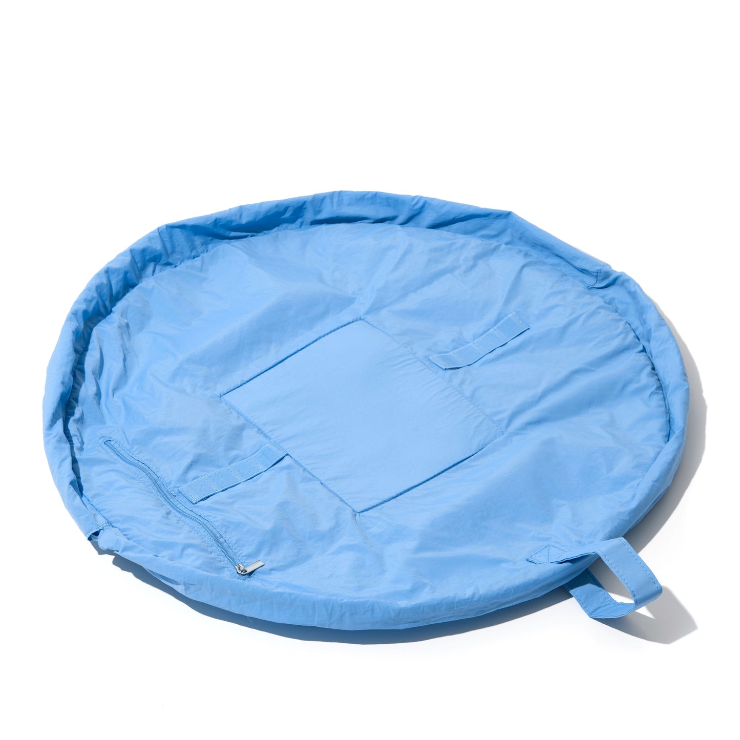 Blue Parachute Drawstring Flat Lay Makeup Bag