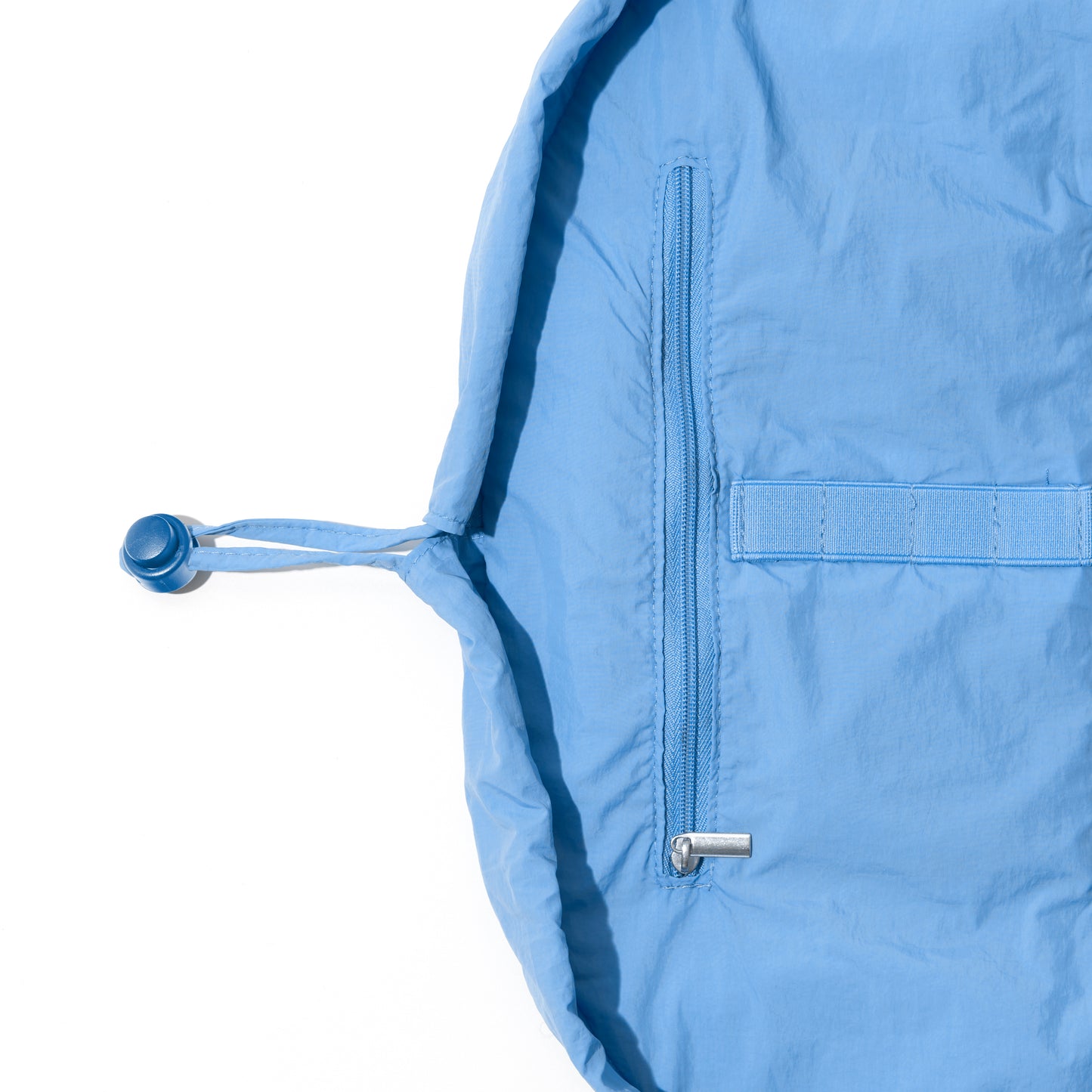 Blue Parachute Drawstring Flat Lay Makeup Bag