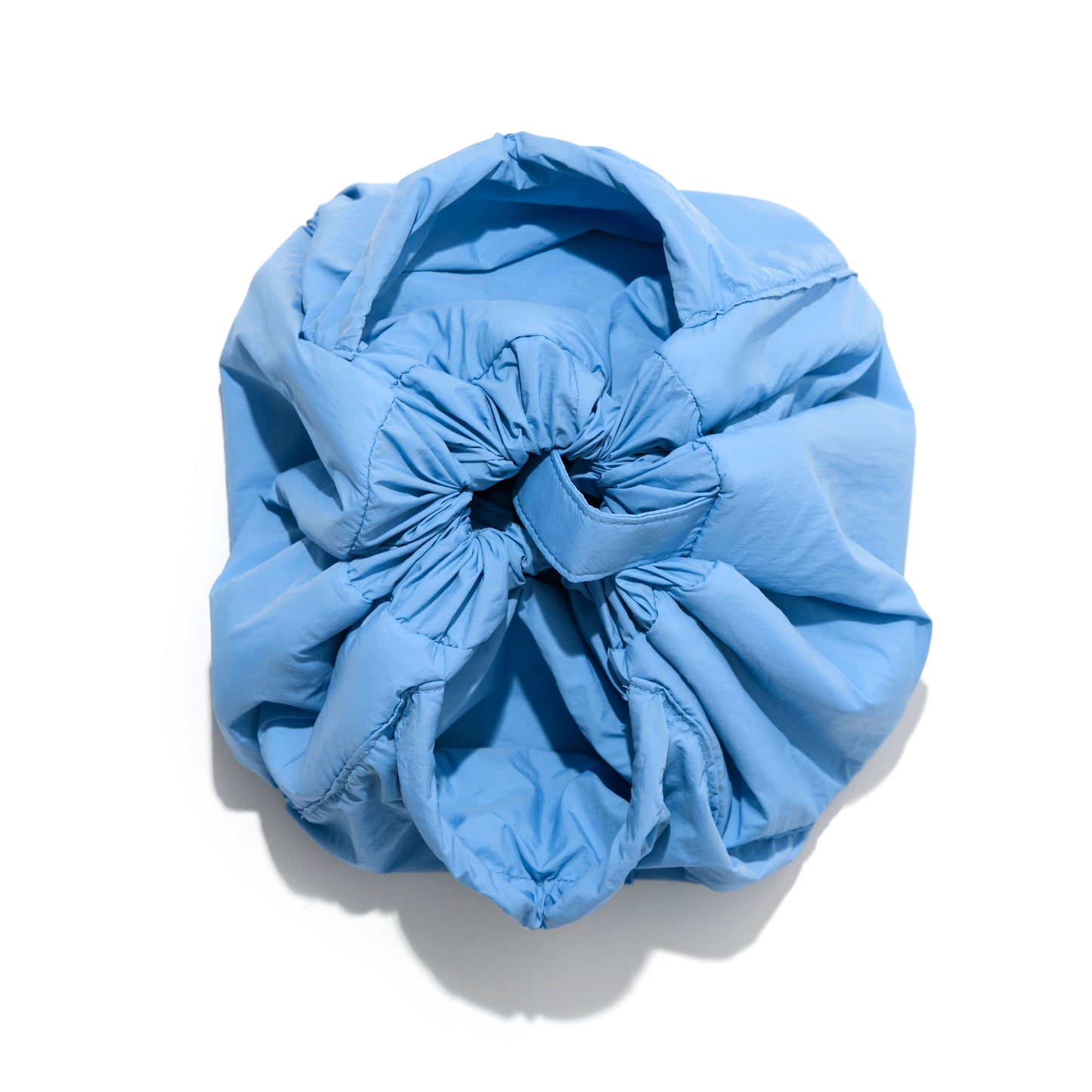 Blue Parachute Drawstring Flat Lay Makeup Bag