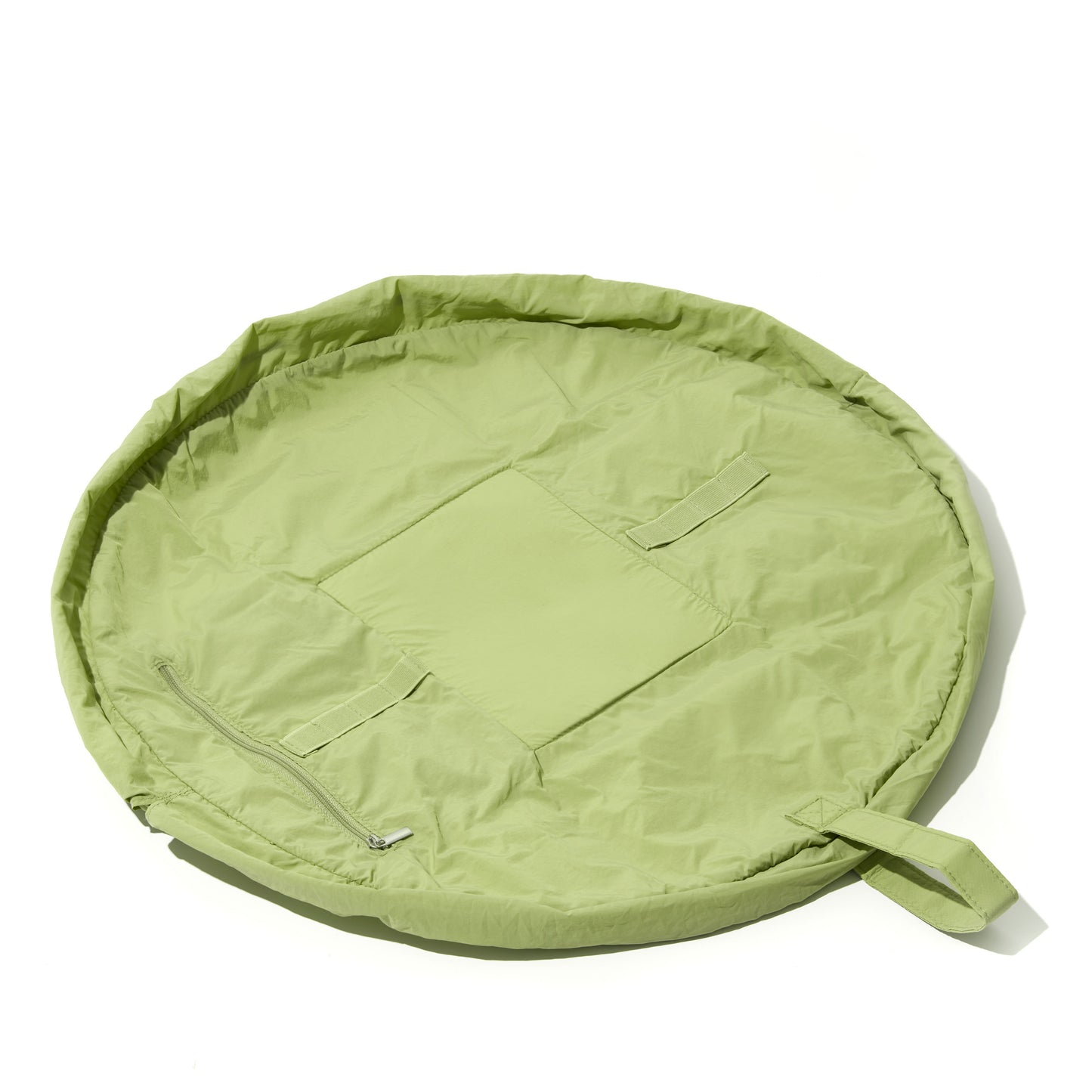 Green Parachute Drawstring Flat Lay Makeup Bag