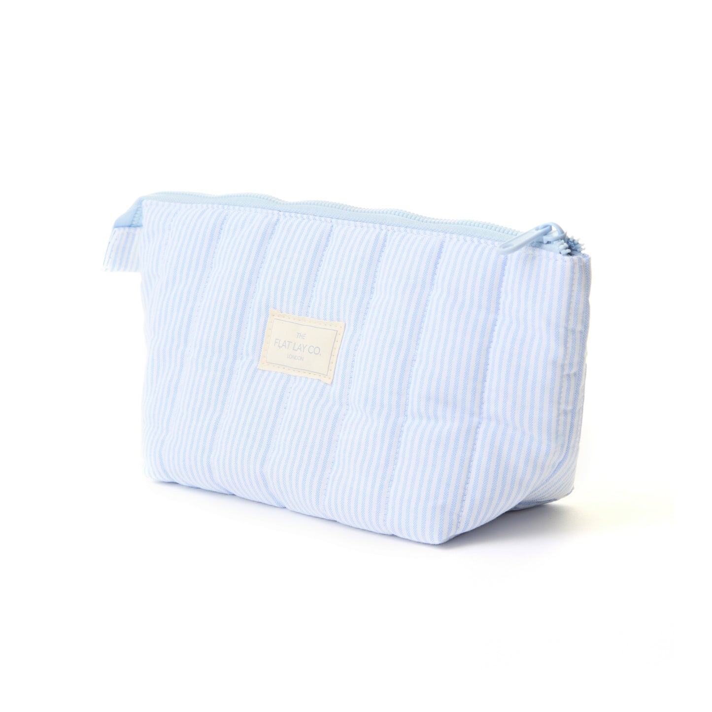 Padded Essential Makeup Pouch - Cotton Blue Pinstripes