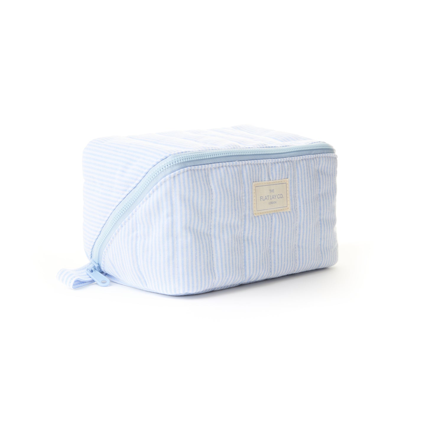 Marshmallow Makeup Box Bag - Cotton Blue Pinstripes