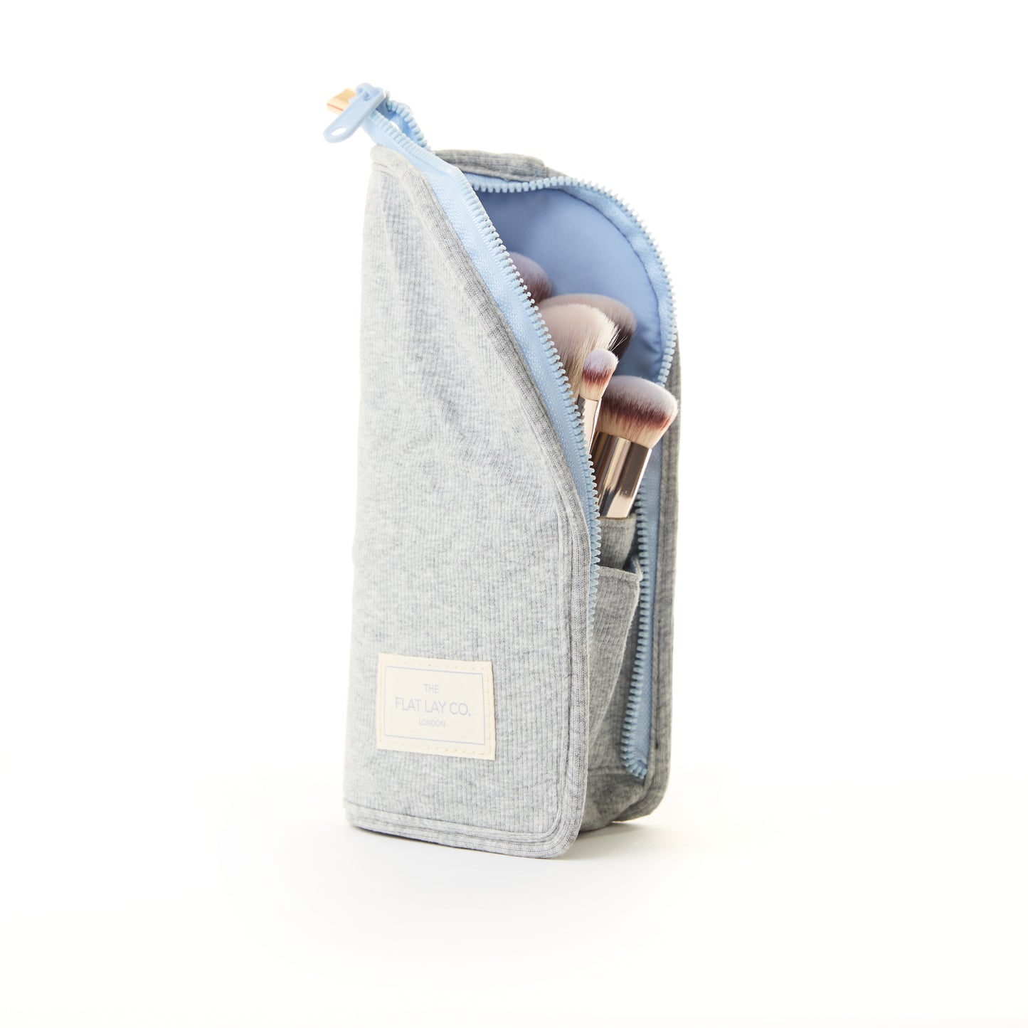Standing Makeup Brush Case - Cotton Ribbed Grey