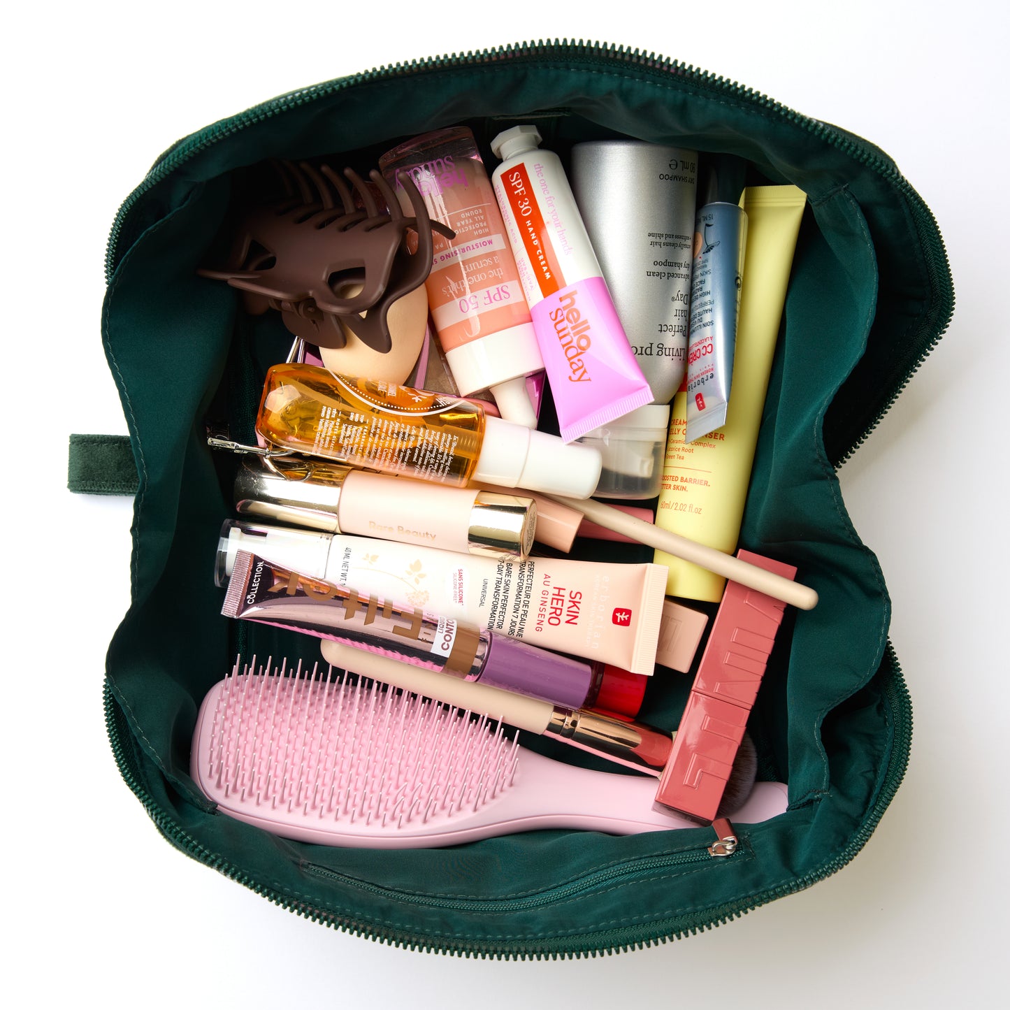 Box-Form Kosmetiktasche - Bestickter Blätter-Samt