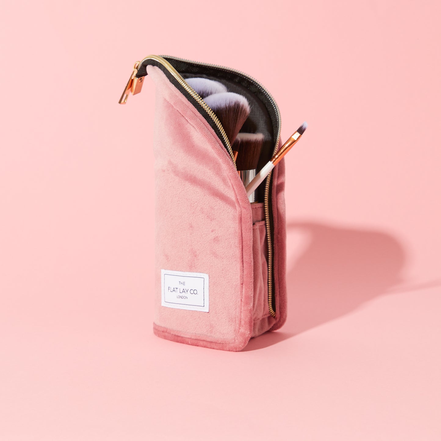Pink Velvet Standing Brush Case