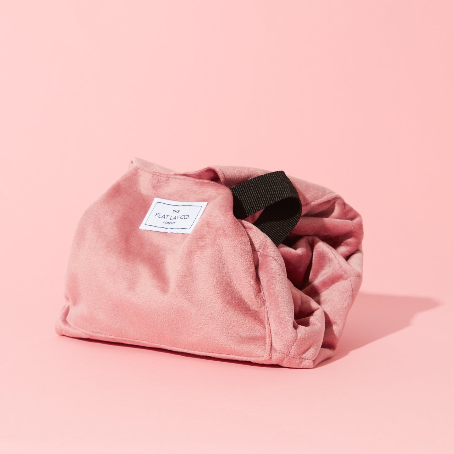 Pink Velvet Drawstring Flat Lay Makeup Bag