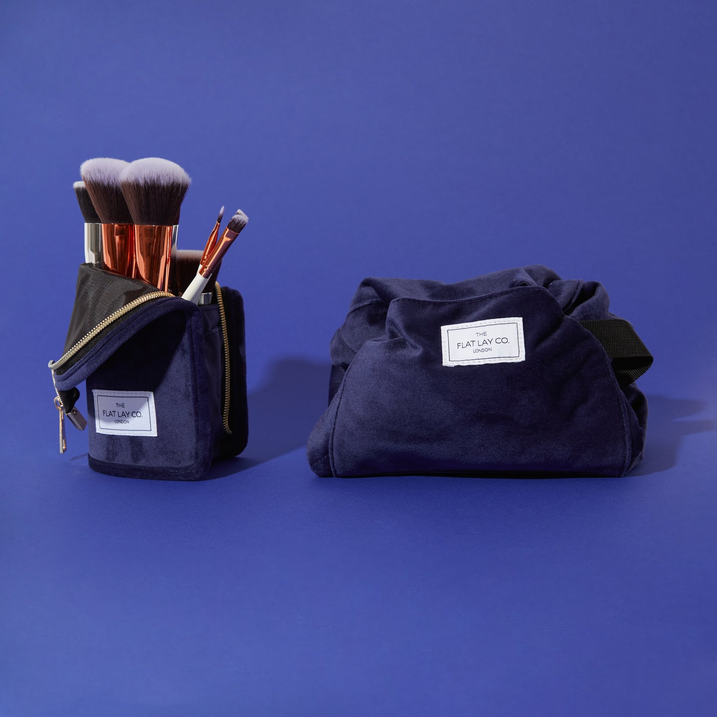 Deep Blue Drawstring Flat Lay Makeup Bag