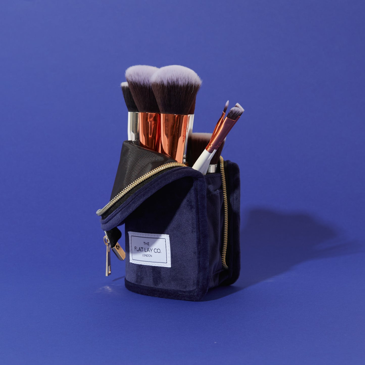 Deep Blue Velvet Standing Brush Case