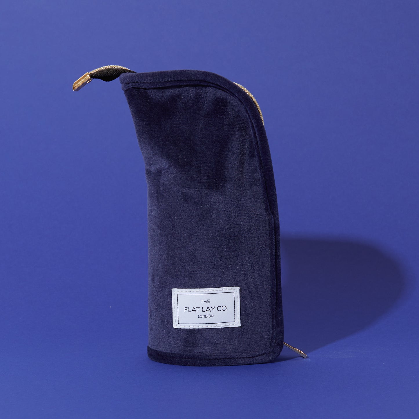 Deep Blue Velvet Standing Brush Case