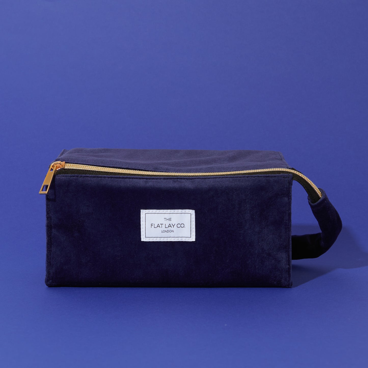 Blue Velvet Drawstring Flat Lay Makeup Bag