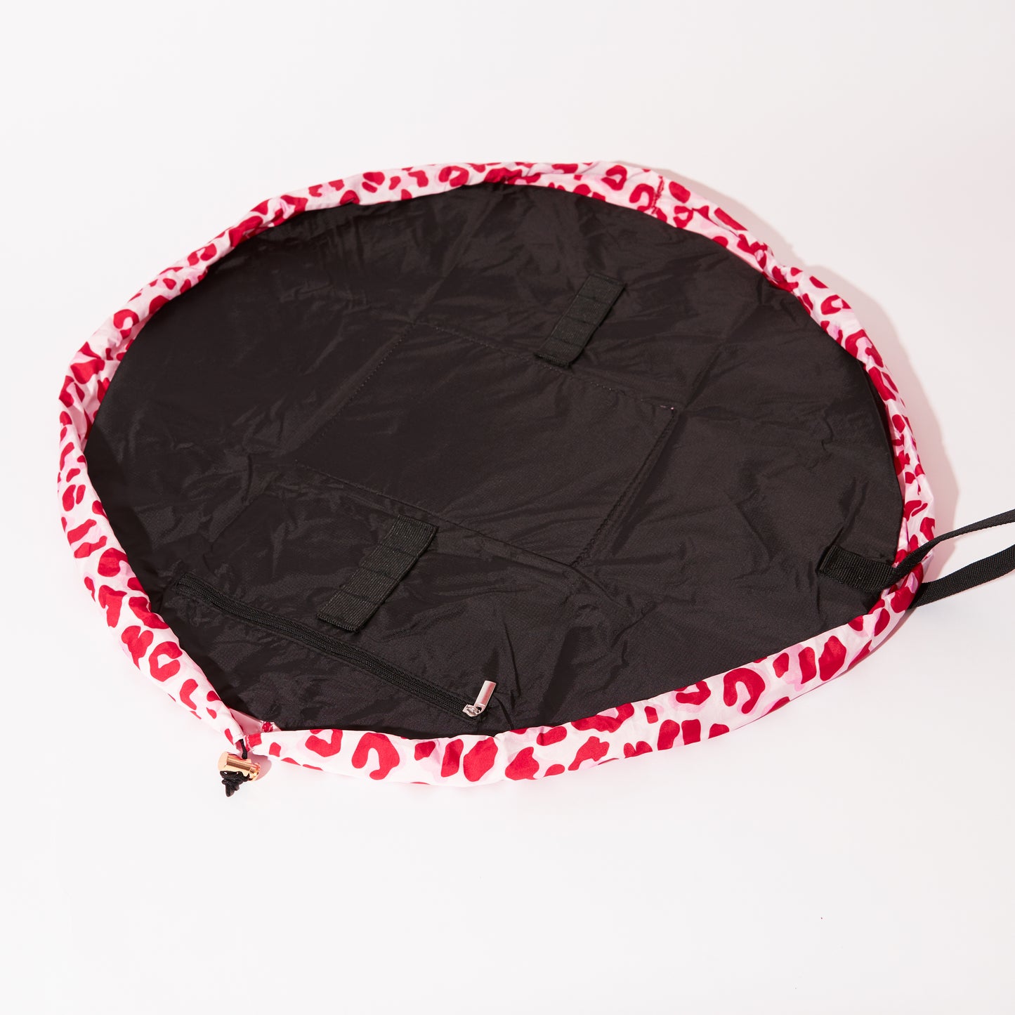 Pink Leopard Drawstring Flat Lay Makeup Bag