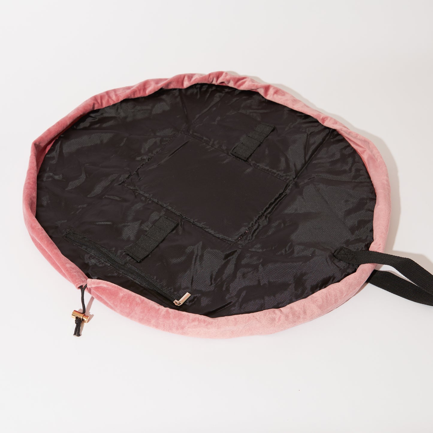 Pink Velvet Drawstring Flat Lay Makeup Bag