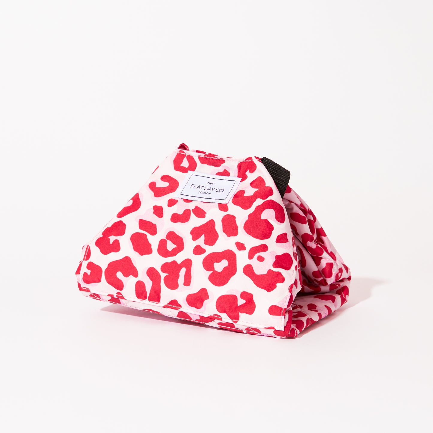 Pink Leopard Drawstring Flat Lay Makeup Bag