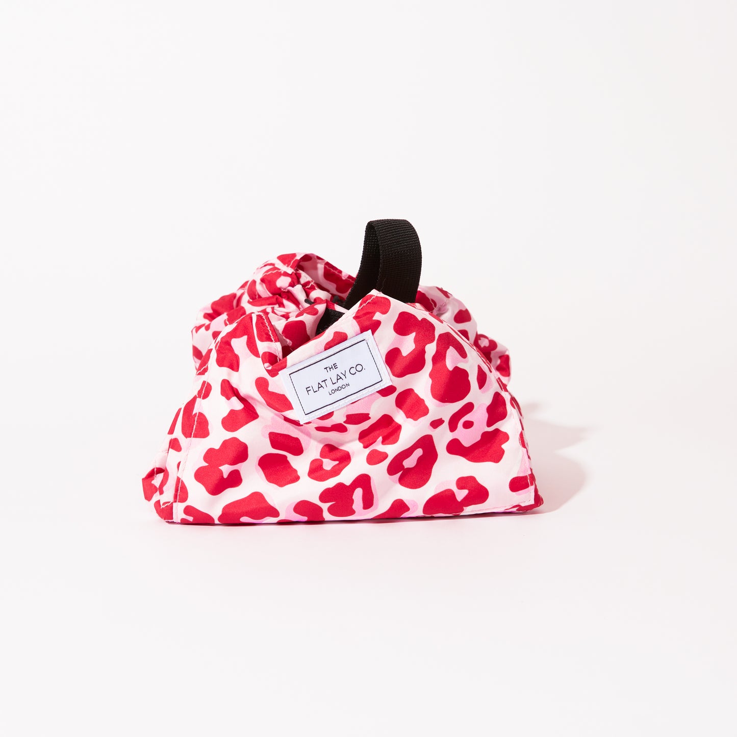Pink Leopard Drawstring Flat Lay Makeup Bag