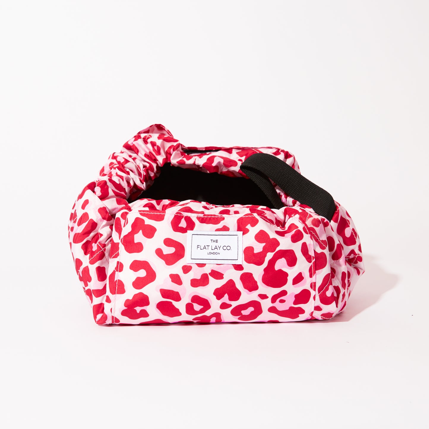Pink Leopard Drawstring Flat Lay Makeup Bag