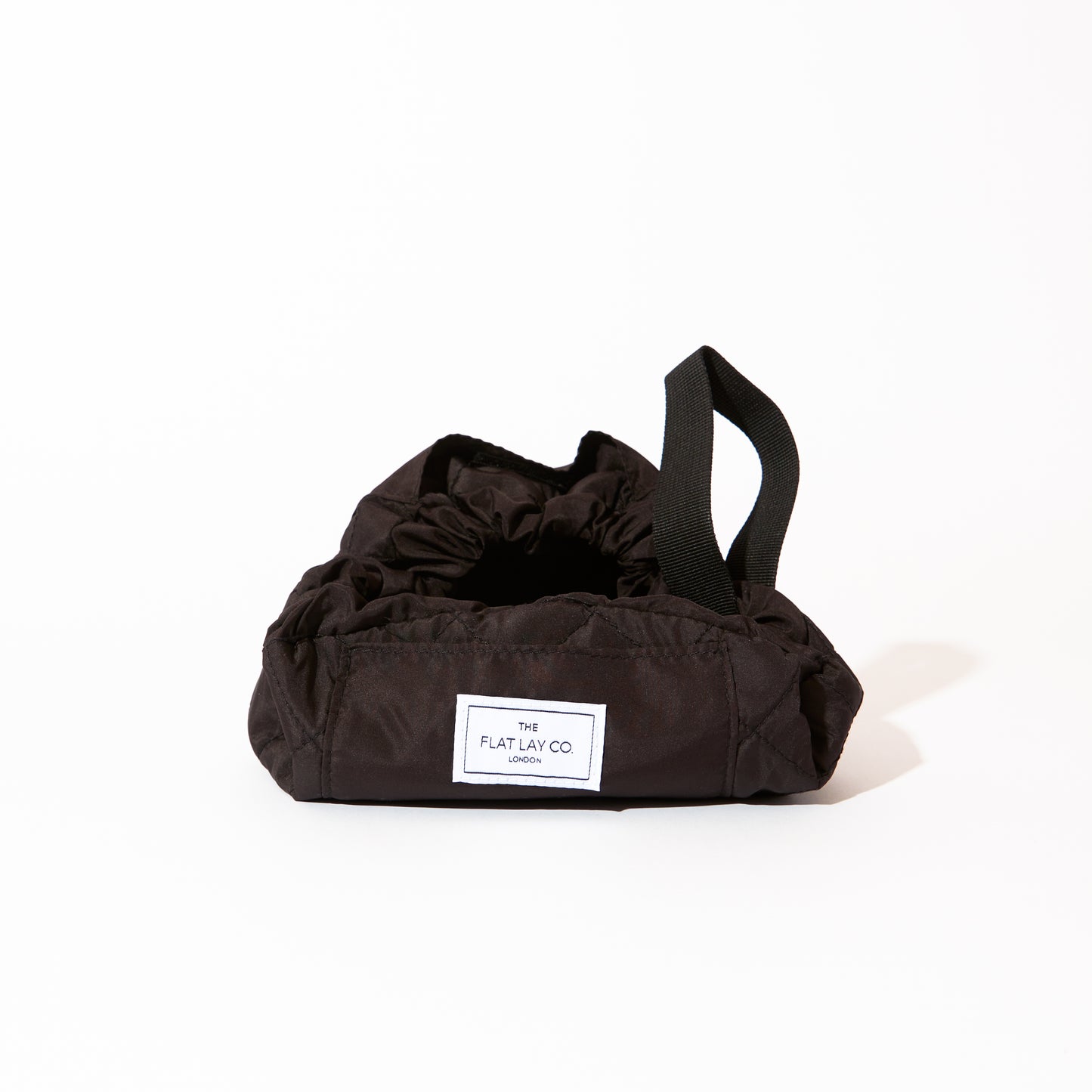 Classic Black Mini Drawstring Flat Lay Makeup Bag