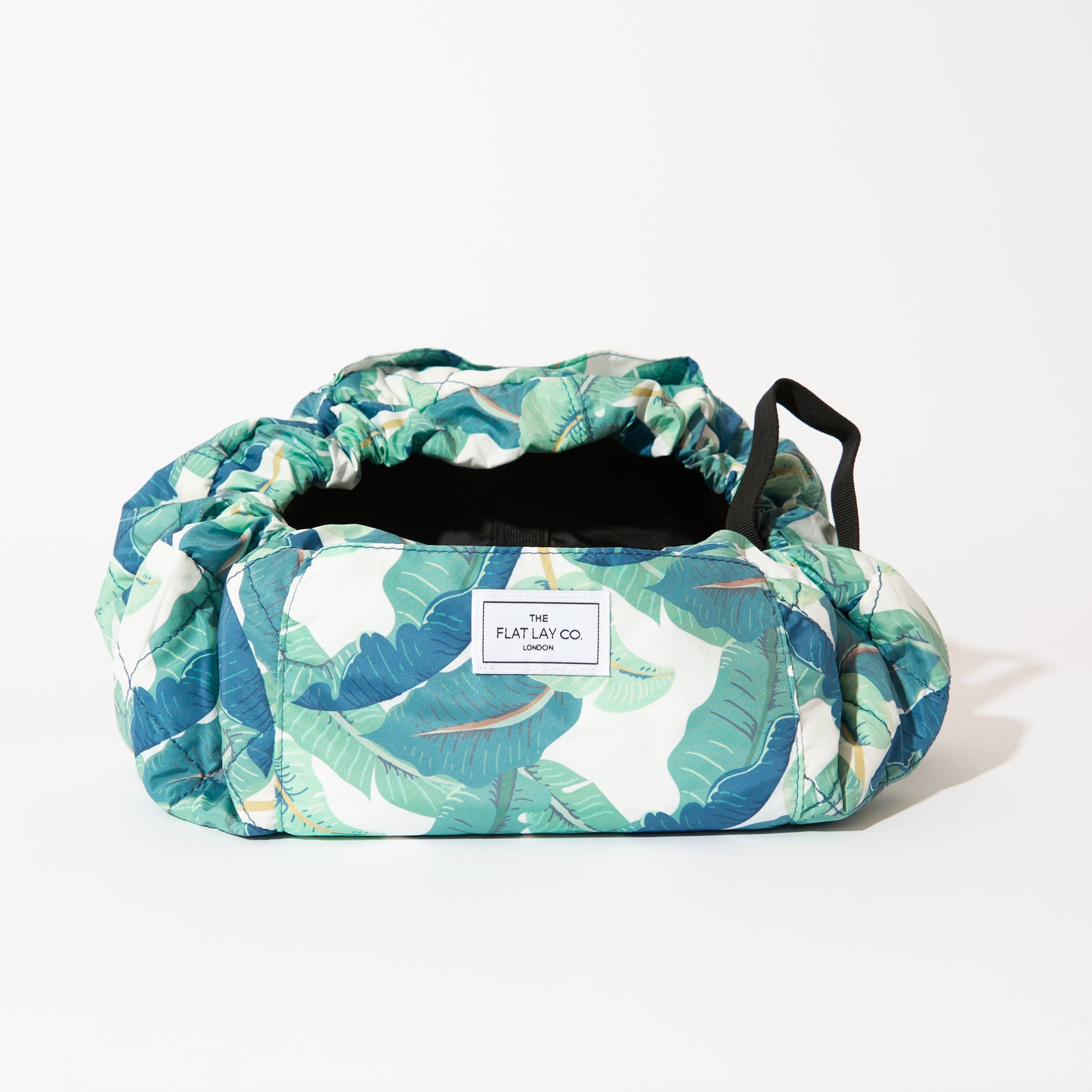 Tropical Leaves Drawstring Flat Lay Makeup Bag