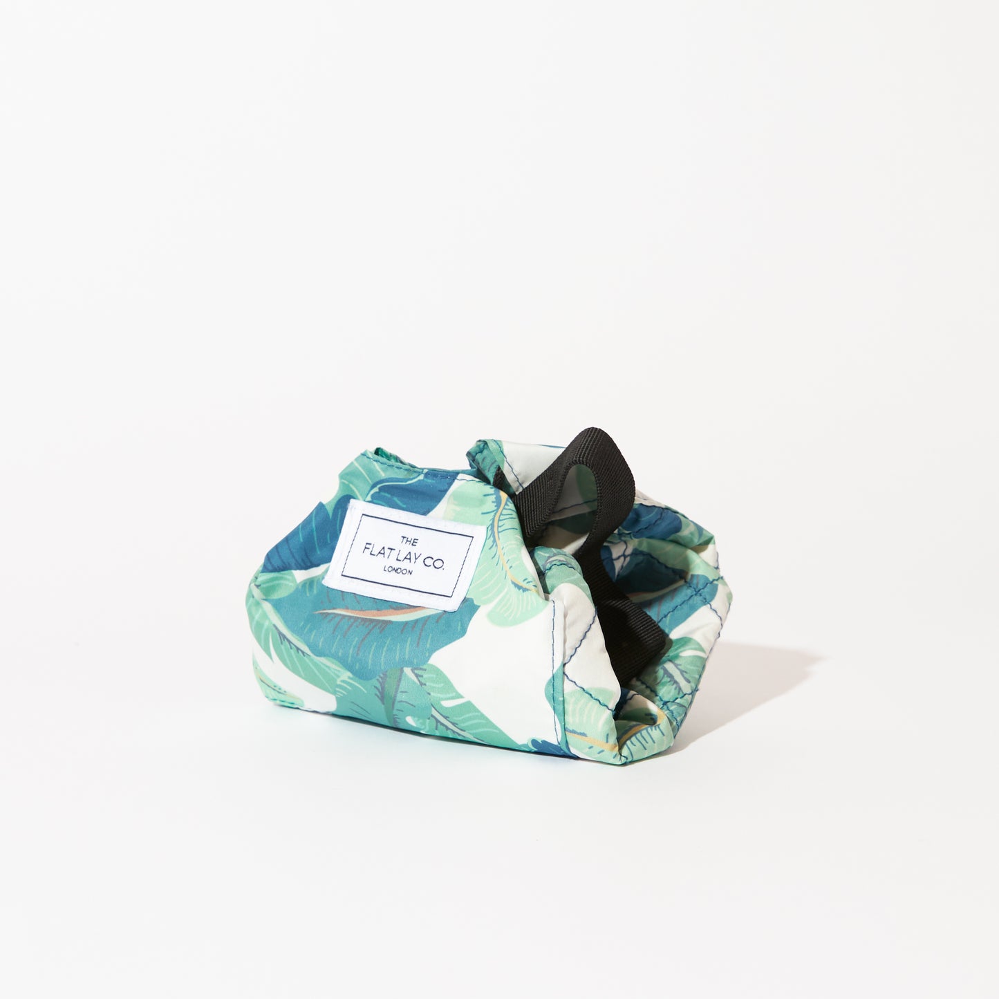 Tropical Leaves Mini Drawstring Flat Lay Makeup Bag