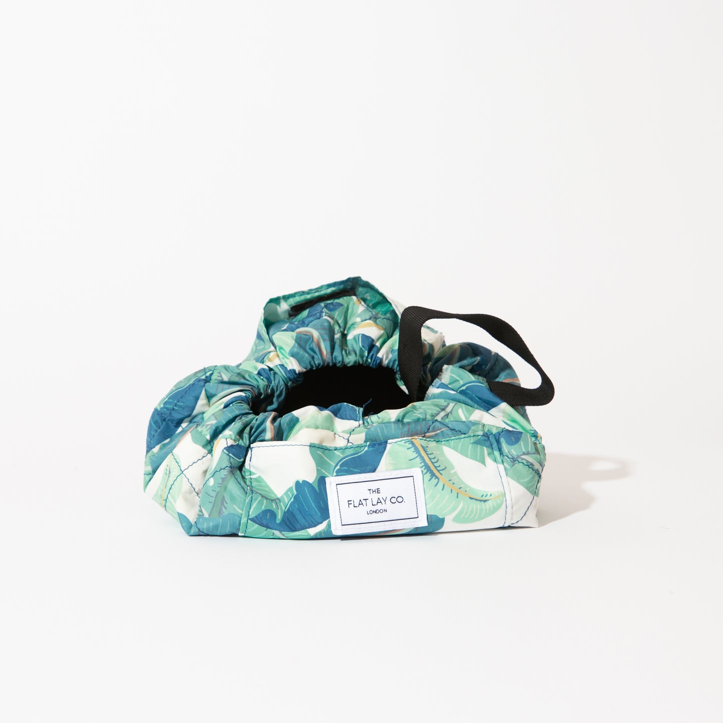 Tropical Leaves Mini Drawstring Flat Lay Makeup Bag