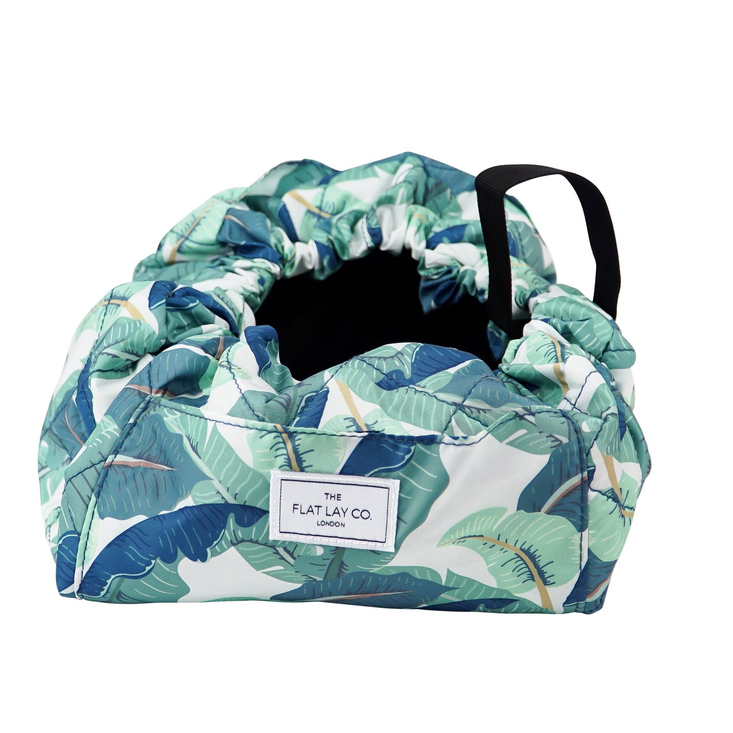 Tropical Leaves XXL Drawstring Flat Lay Makeup Bag
