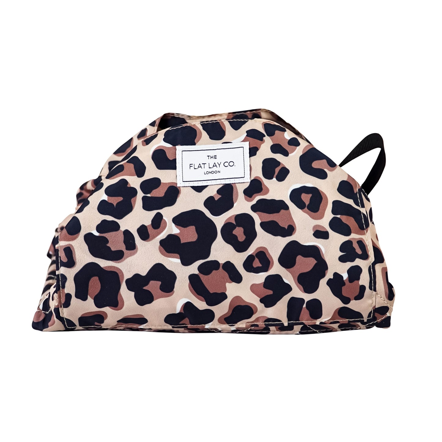 Leopard Print XXL Drawstring Flat Lay Makeup Bag